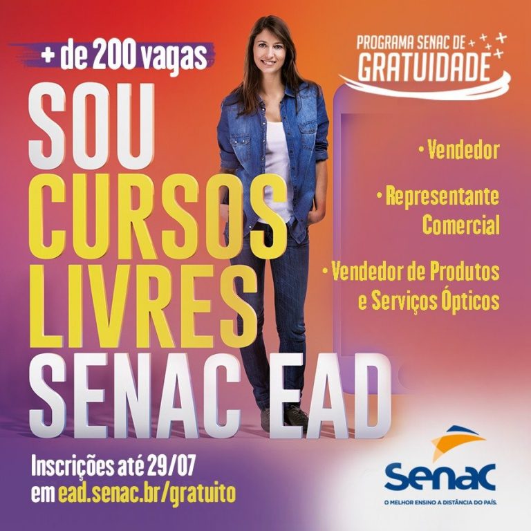 SENAC abre novas vagas em cursos gratuitos de qualificação profissional à distância