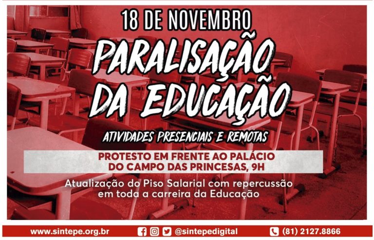 Sintepe convoca paralisação da Educação para 18 de novembro
