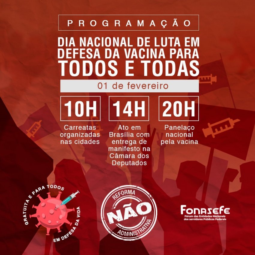 Em Brasília, mobilização em defesa da vacina contra a Covid-19