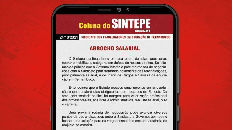 SINTEPE alerta quanto a arrocho salarial