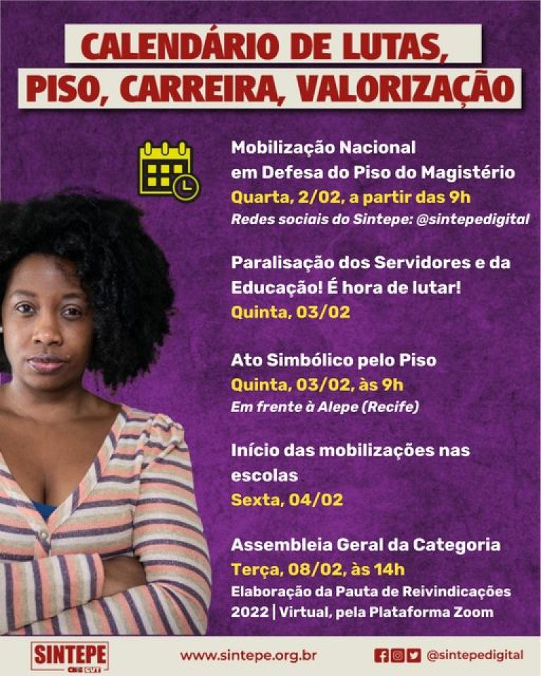 SINTEPE: paralisação da Educação. Hora de lutar e mostrar toda a indignação!