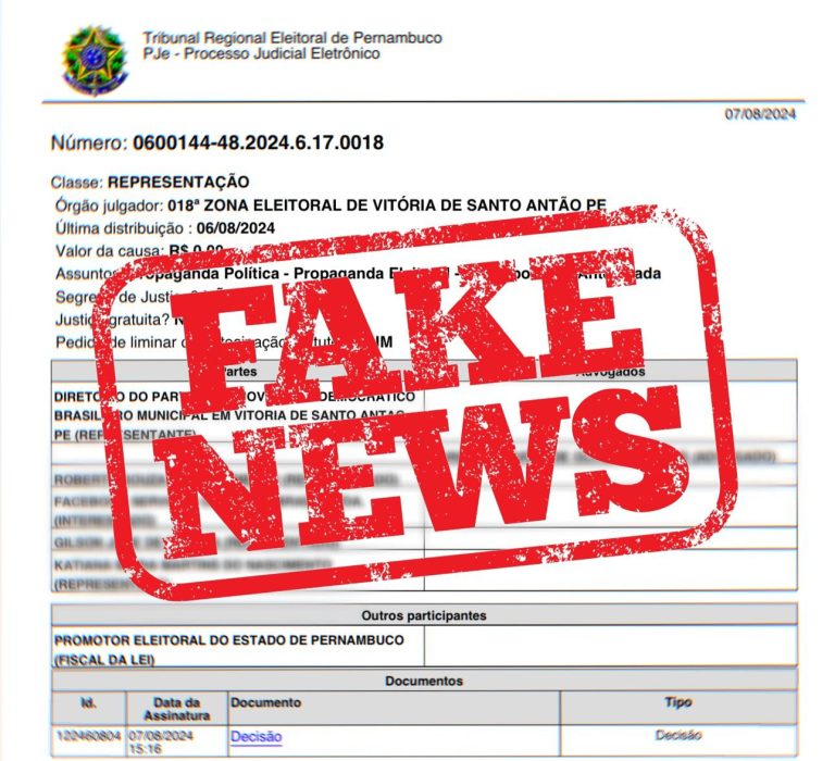 Justiça Eleitoral determina retirada de páginas do ar por fake news contra candidato em Vitória de Santo Antão