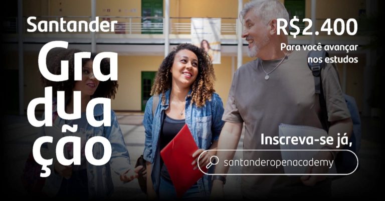 Santander Universidades oferece bolsas de apoio financeiro no valor de R$ 2,4 mil