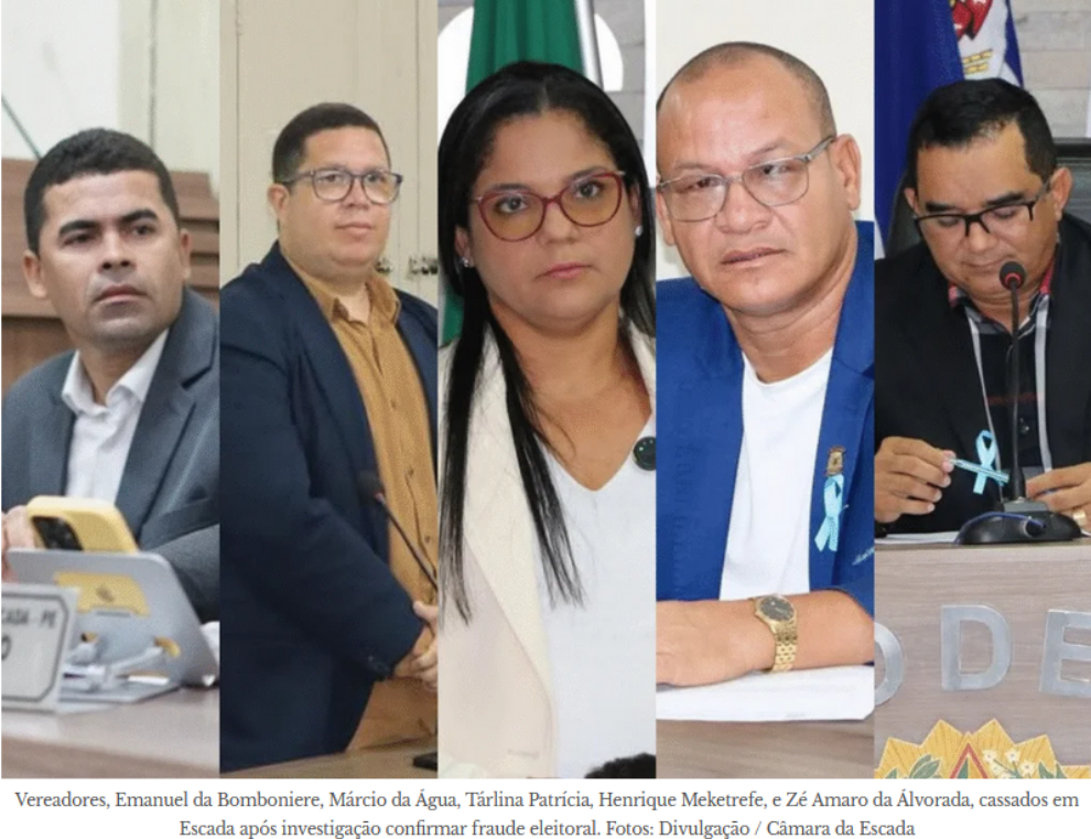 Cassados cinco vereadores de Escada por fraude em cotas de gênero