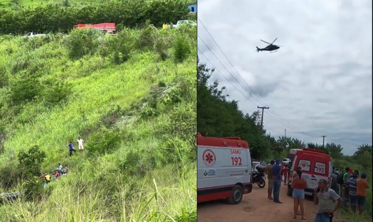 Duas crianças morrem após caminhonete cair em ribanceira em Vitória de Santo Antão